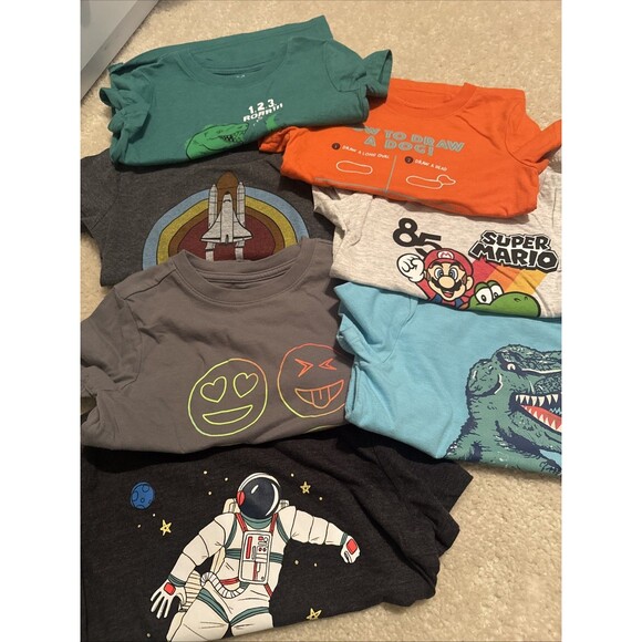 Cat And Jack Shirts Youth Size XS (4/5) Lot Of 7 Tshirts - Picture 1 of 8